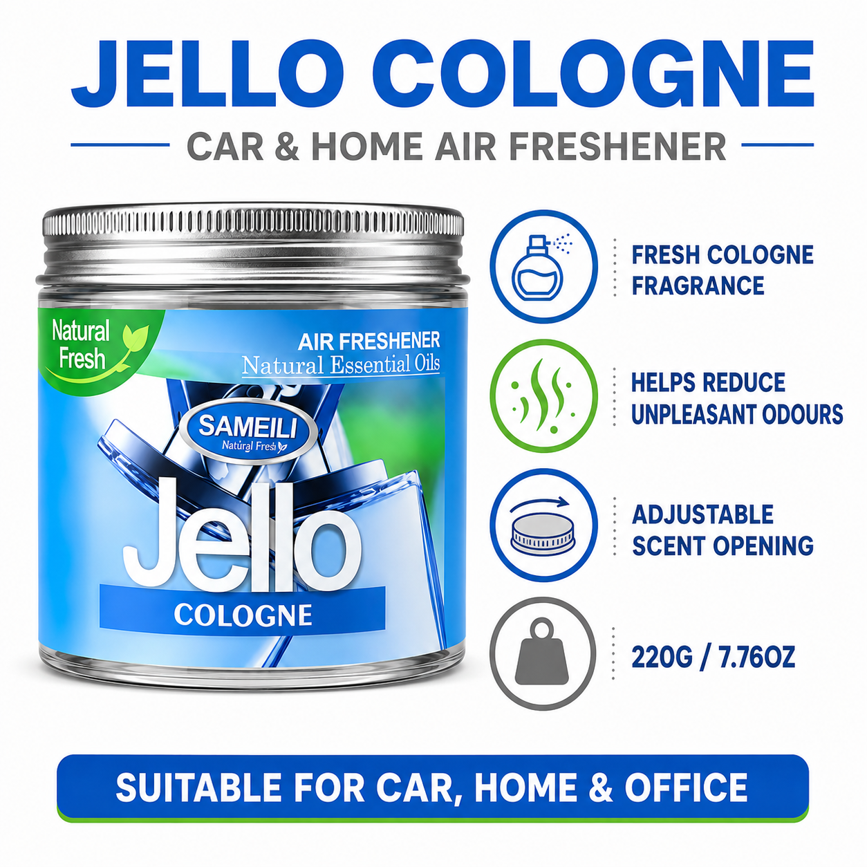 SAMEILI Jello Cologne 220g air freshener features for car, home and office