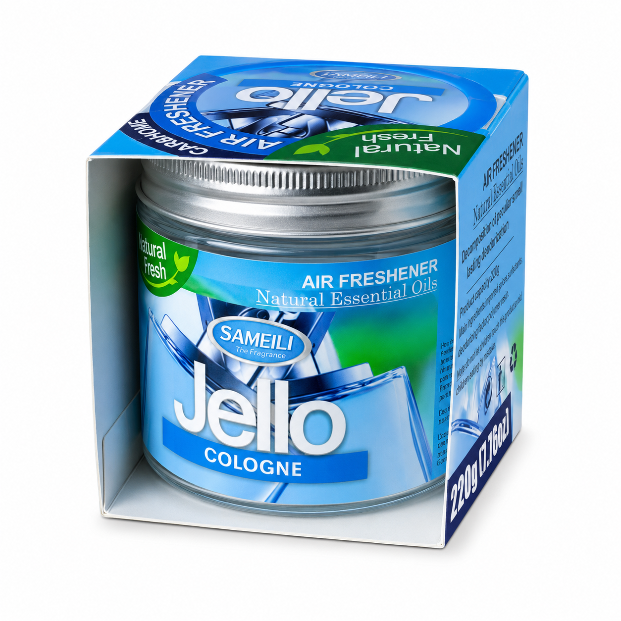 SAMEILI Jello Cologne air freshener jar in blue retail carton