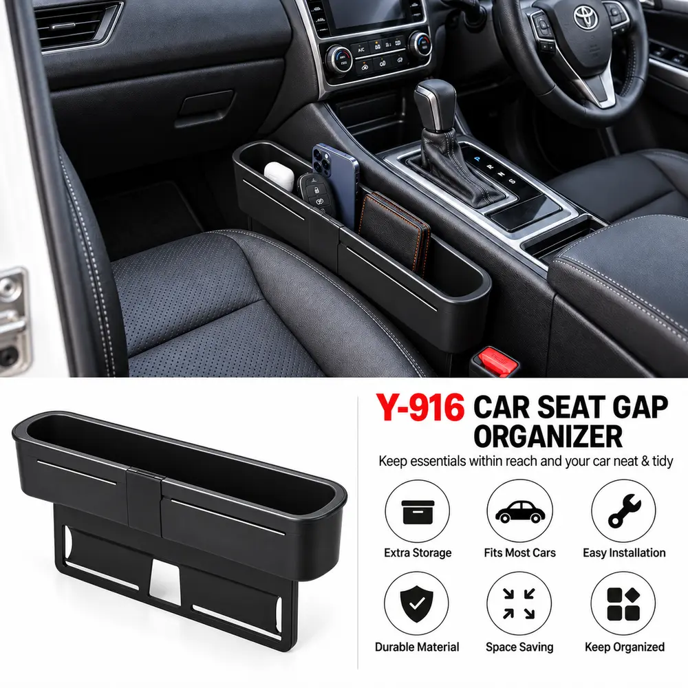 Y-916 Adjustable Car Seat Gap Organizer – Smart Storage Box