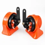 Rear view of Kaier R45 orange 12V dual-tone snail horns