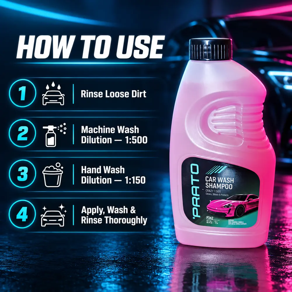 How to use PRATO Car Wash Shampoo 1L