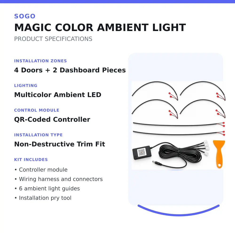 SOGO 6-piece car ambient light kit specifications