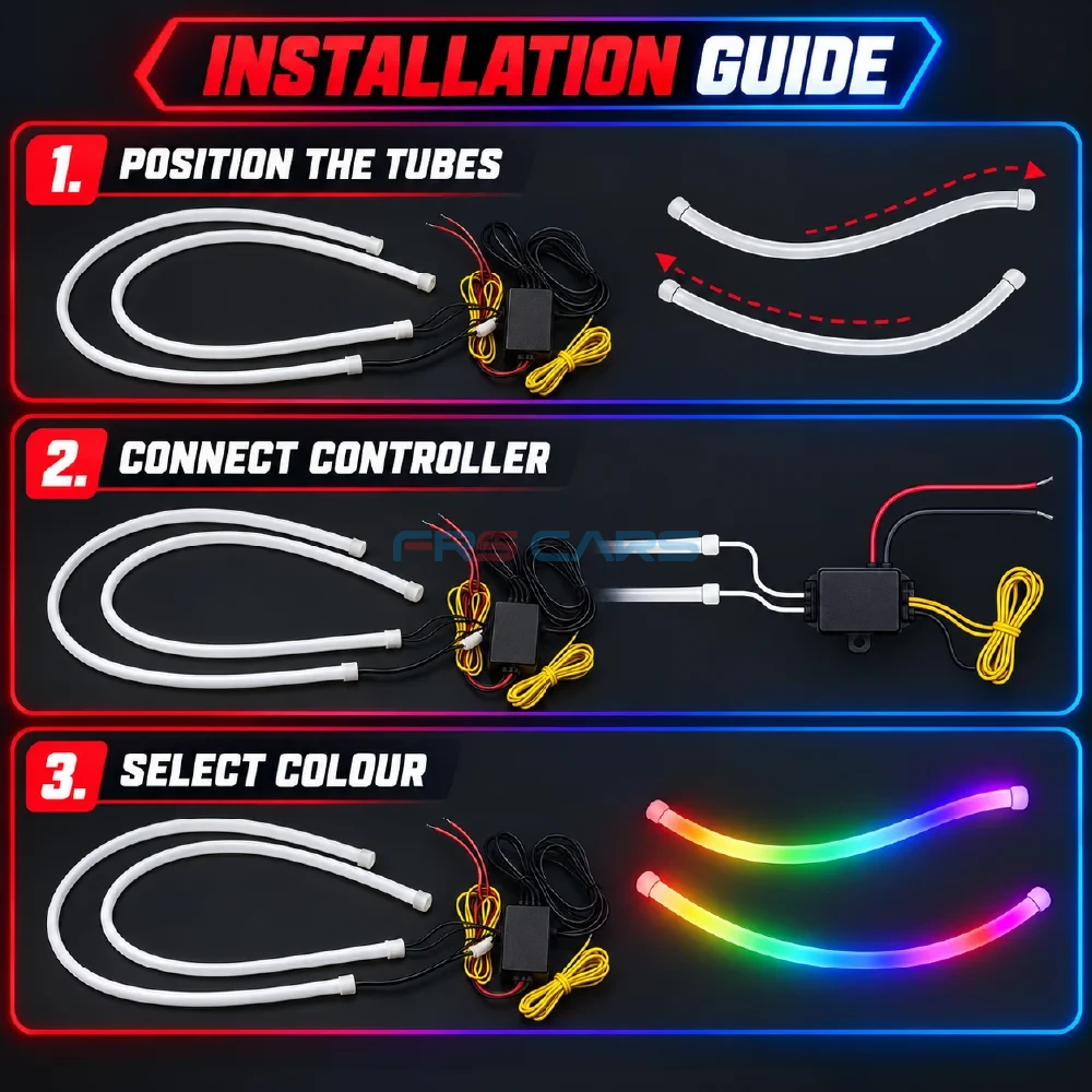 Three-step LED daytime running light installation guide