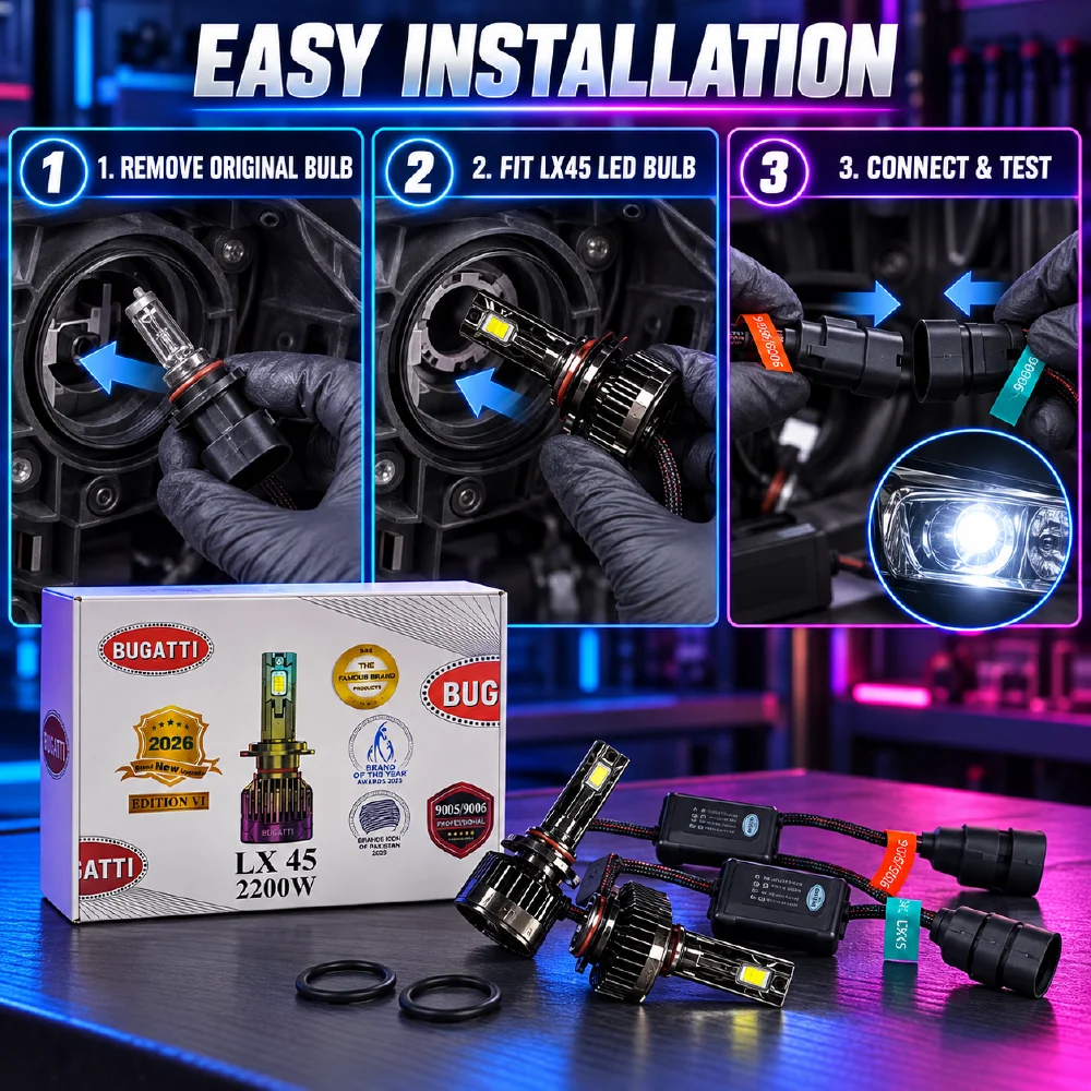 BUGATTI LX 45 2200W LED Headlight Kit – 9005/9006