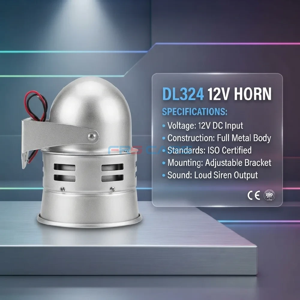 DL324 12V siren with durable metal body and high decibel output callouts