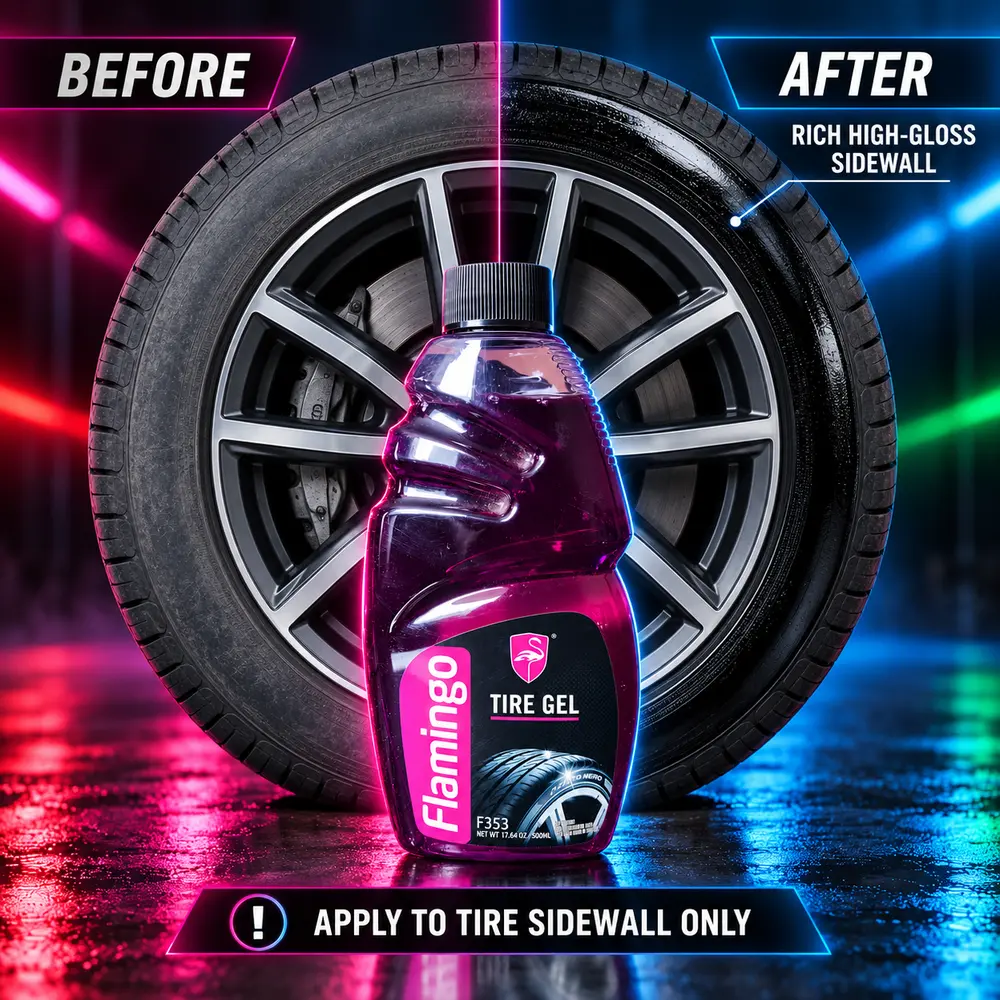 Flamingo Tire Gel F353 sidewall before and after