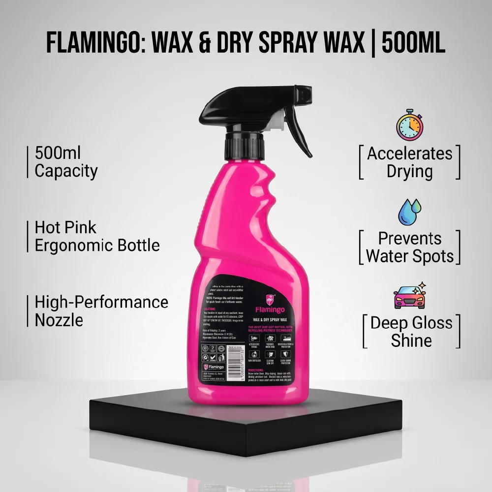 Flamingo Wax & Dry Spray Wax F301 500ml back label