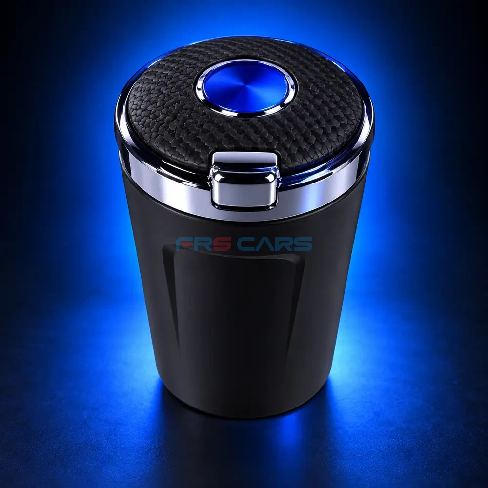 HT-852 black vehicle ashtray with blue center detail