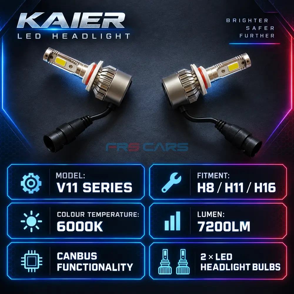 Kaier V11 Super LED Headlights H8 H11 H16 – 7200LM, +300% Brightness