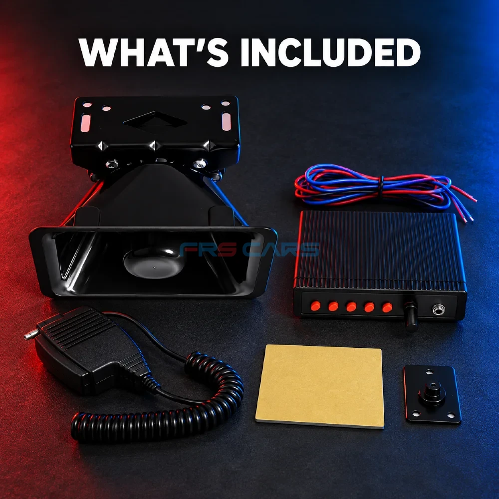 Loud electronic horn components with five-button controller and glossy black horn