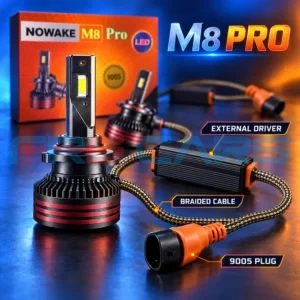 NOWAKE M8 Pro 9005 LED headlight features and external driver