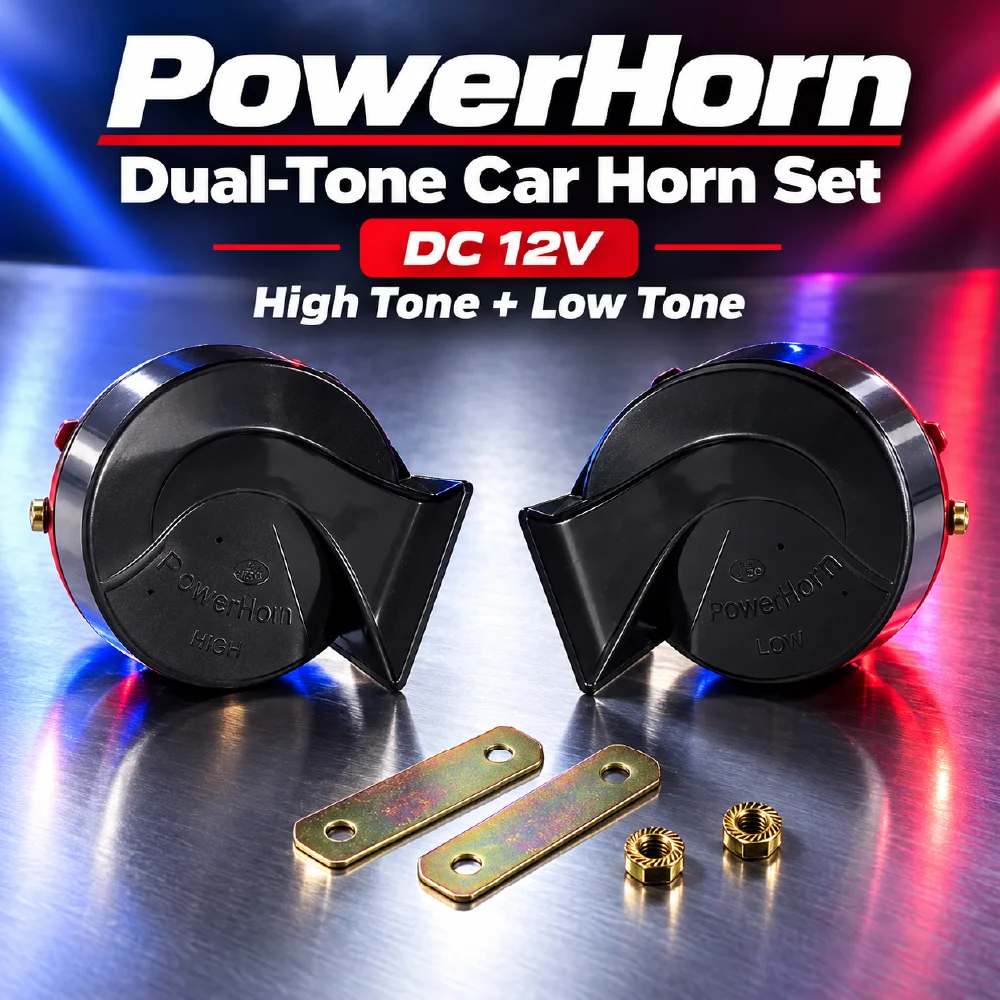 PowerHorn dual tone snail car horn set 12V