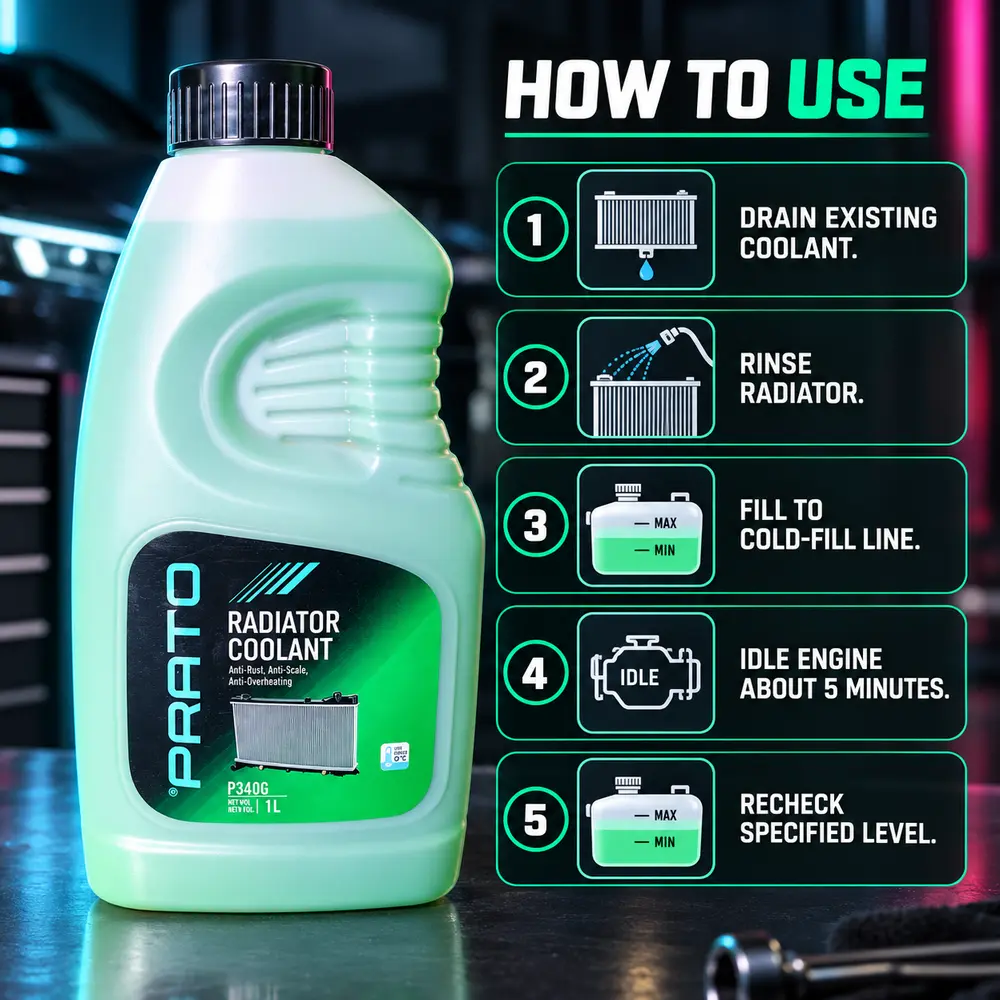 How to use PRATO Radiator Coolant P340G 1L