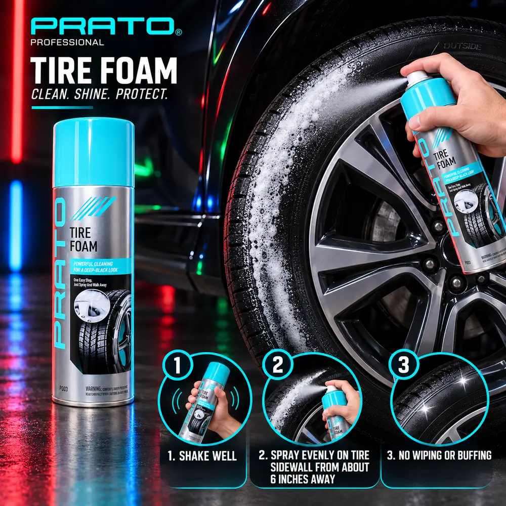 How to apply PRATO Tire Foam P003 to tire sidewall