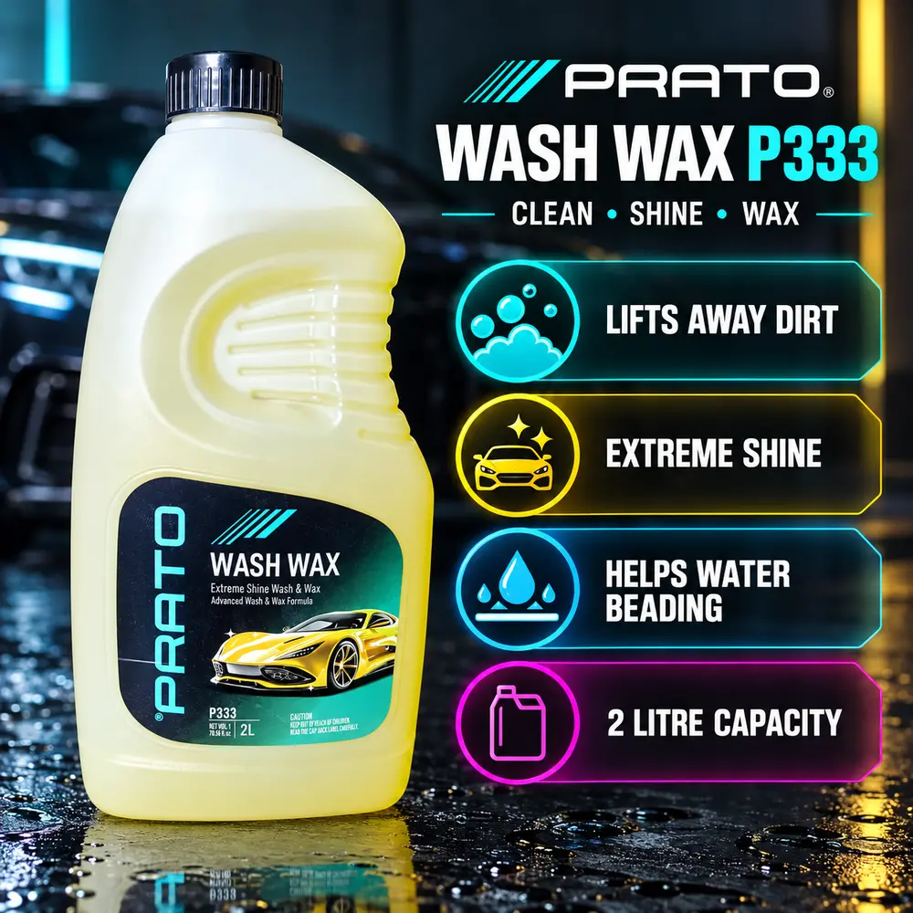 PRATO Wash Wax P333 cleaning shine and water beading features