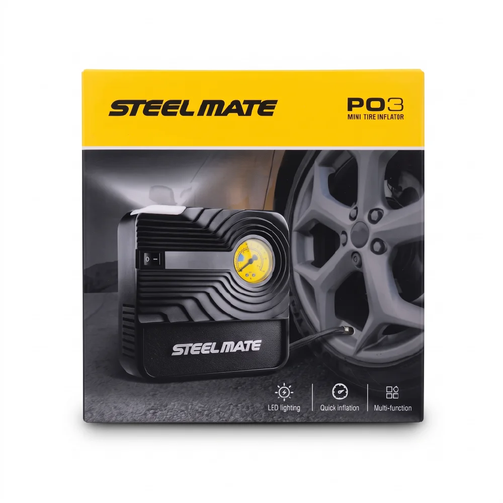 Steelmate P03 Mini Tire Inflator – 12V Portable Air Compressor
