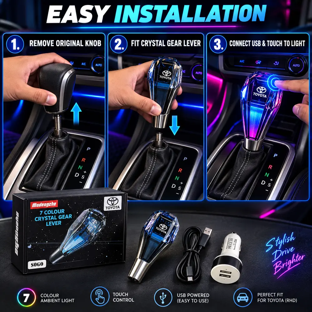 Blue Crystal Gear Knob for Toyota Vehicles