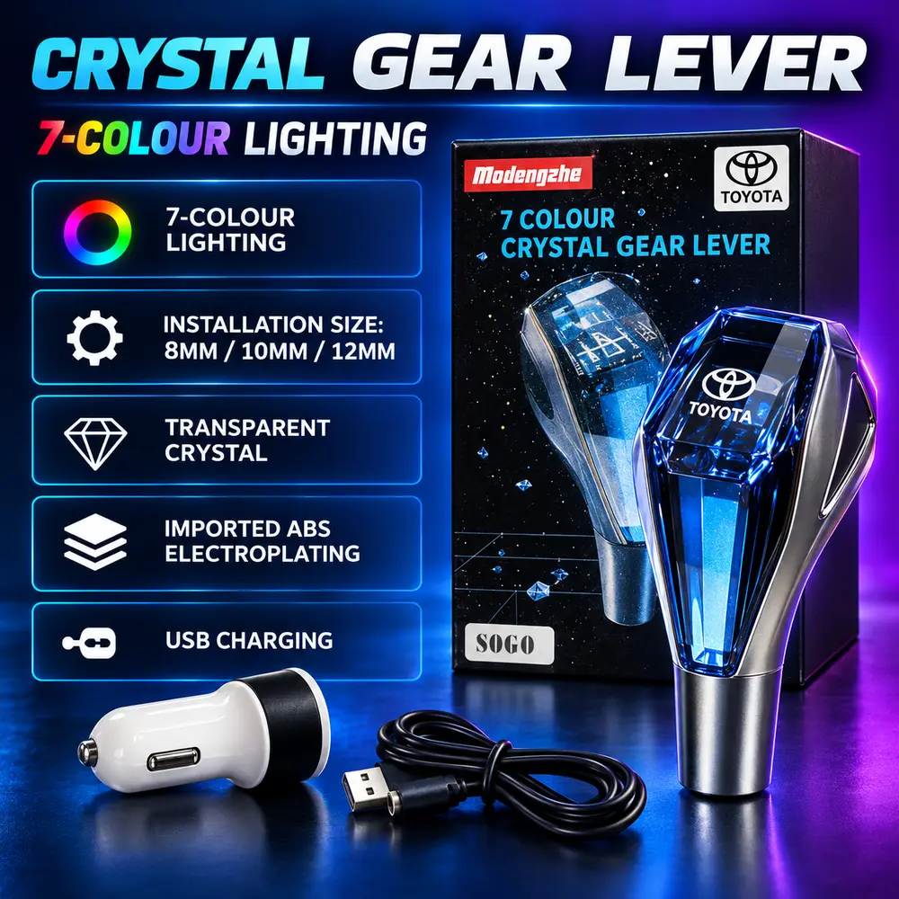 Toyota crystal gear lever installation and USB touch light guide