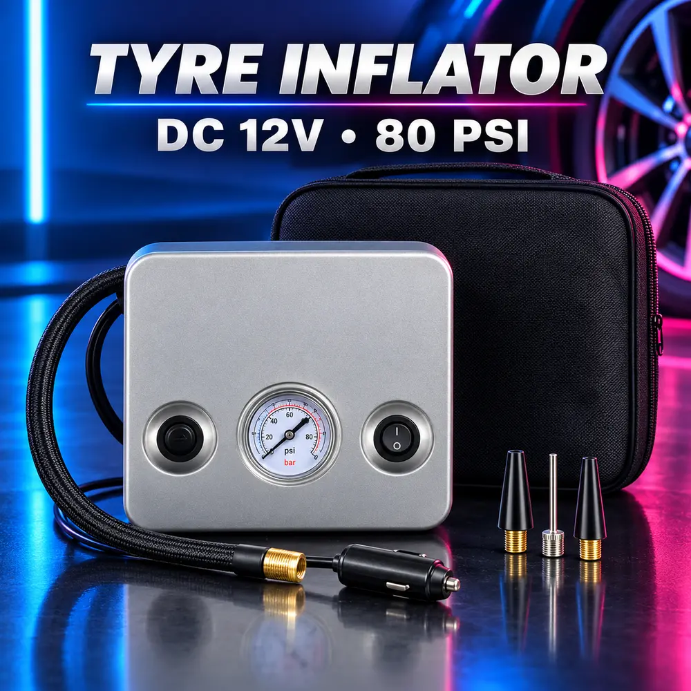 12V 80 PSI Portable Tyre Inflator Air Compressor