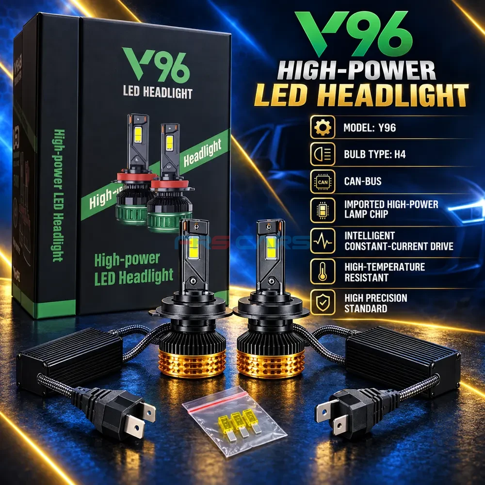 Y96 H4 LED headlight specifications and components