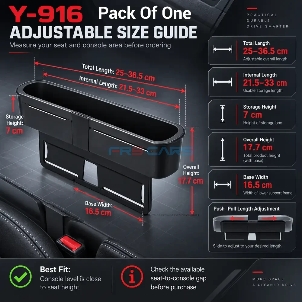 Black adjustable car interior organizer